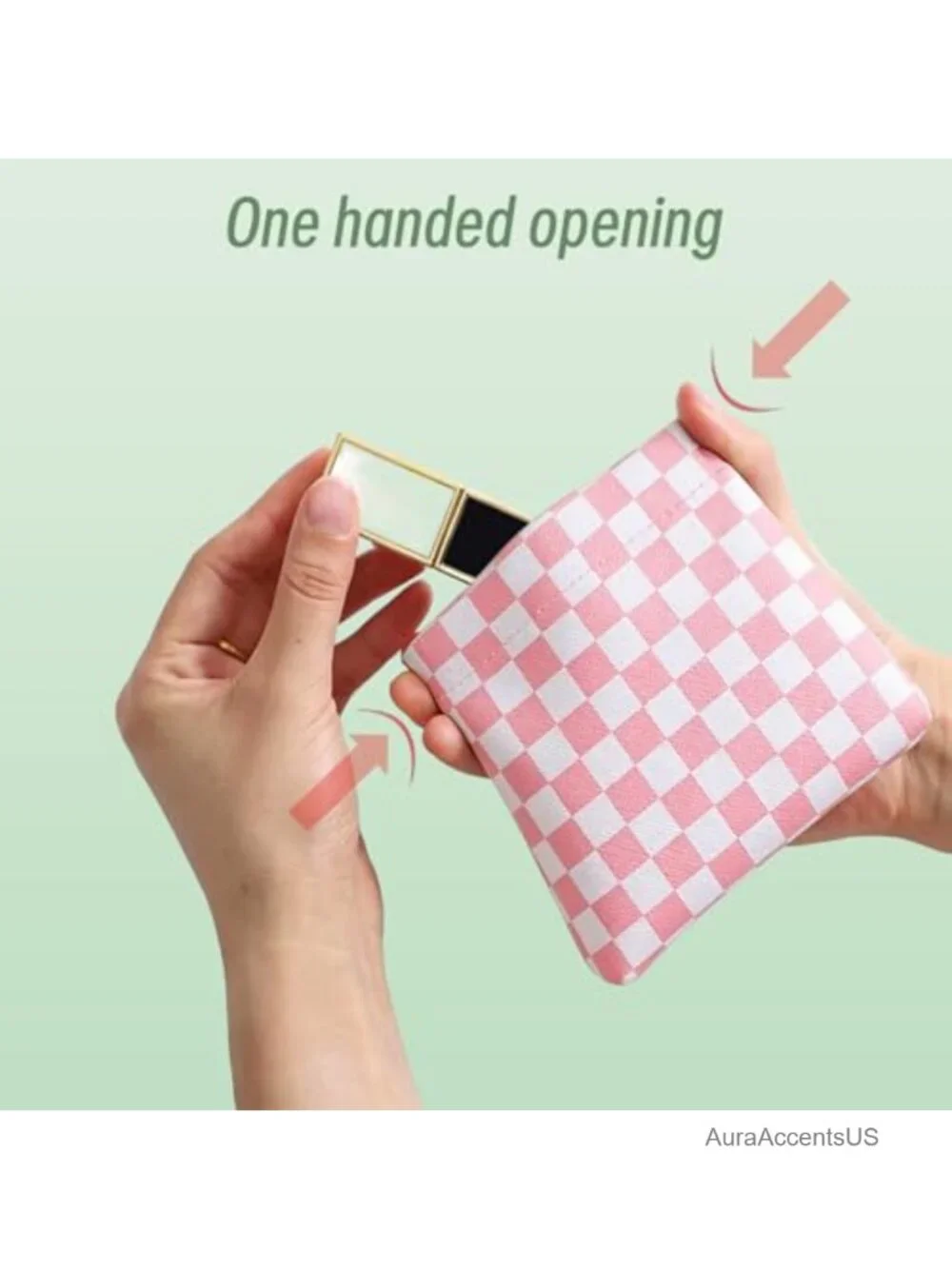 Set of 3 Mini Cosmetic Pouch with Checkerboard Pattern - Faux Leather